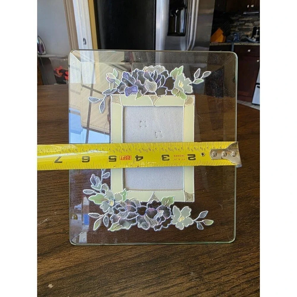 Hand-Painted Floral Glass Photo Frame‎ 3.5